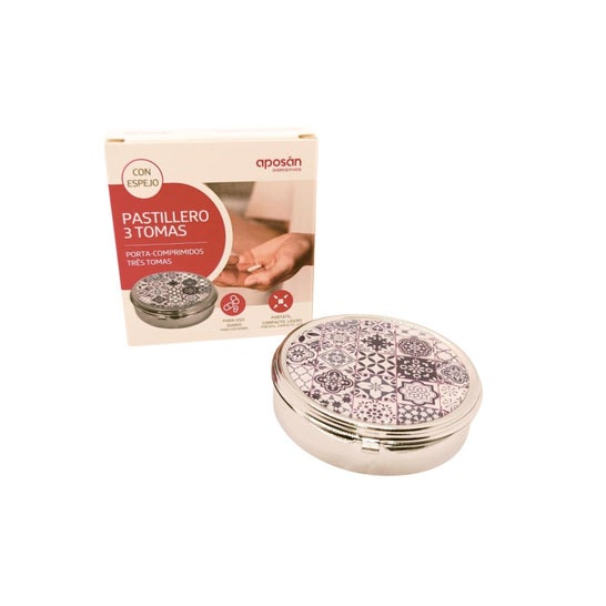 Aposan Porta Comprimidos 3 Tomas com Espelho 1 Unidade Aposan Porta Comprimidos 3 Tomas com Espelho 1 Unidade