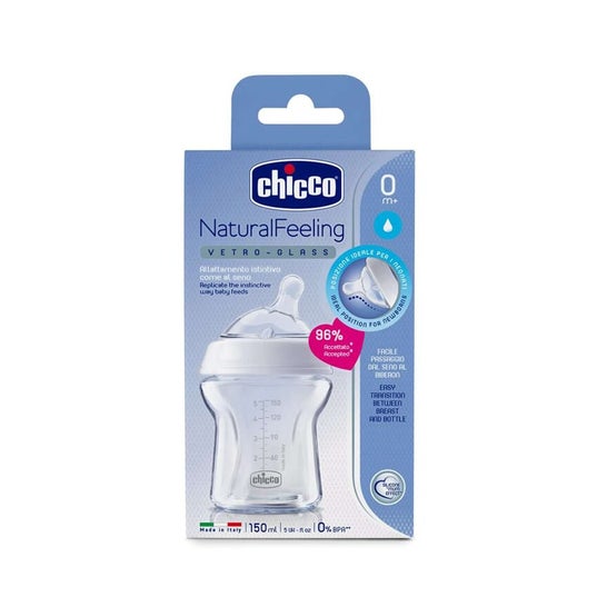 Chicco Babyflaske plast silikone naturlig blå 0M+ 150ml