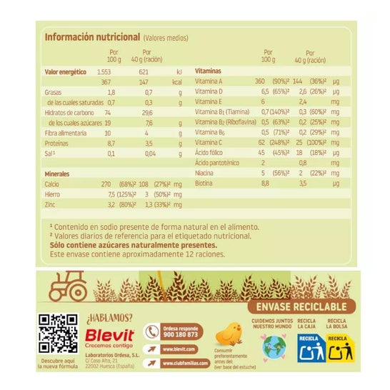 Blevit® Superfibra 8 Cereales y Frutas 500g Blevit® Superfibra 8 Cereales y Frutas 500g