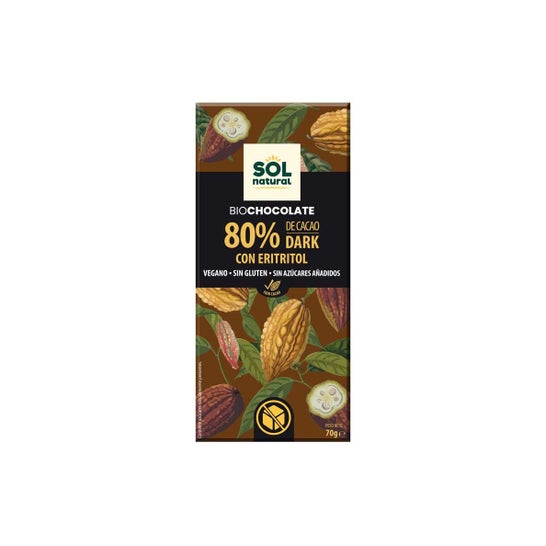 Sol Natural 80% Tavoletta di Cioccolato con Eritritolo Bio 70g