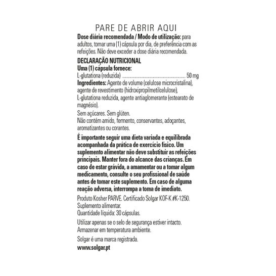 Solgar L-Glutatión Reducido 50mg 30caps