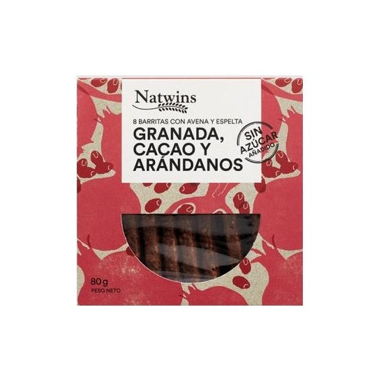 Natwins Barritas de Granada Cacao y Arándanos 80g