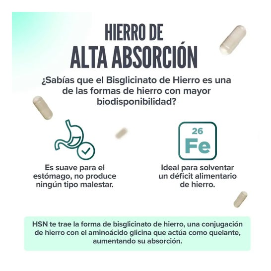HSN Bisglicinato de Hierro 25mg Hierro 120vcaps