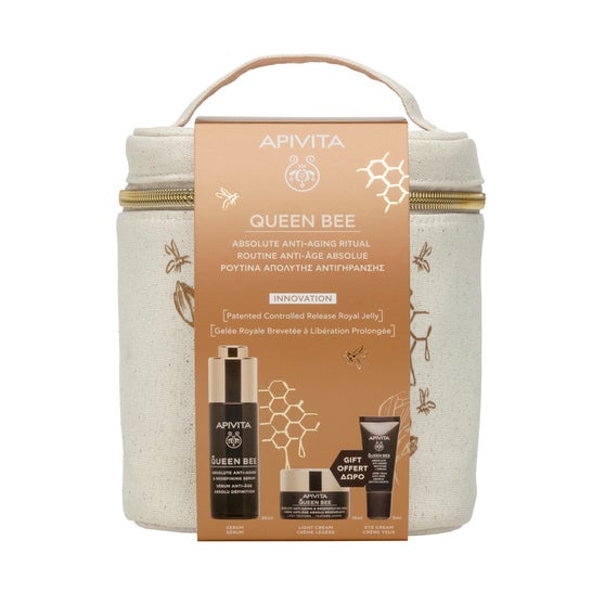 Apivita Ritual Antiedad Queen Bee Sérum + Crema Ligera 15 ml + Contorno 5 ml