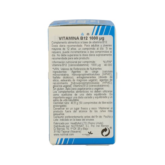 HealthAid Vitamina B12 1 000 Ui 50 comp