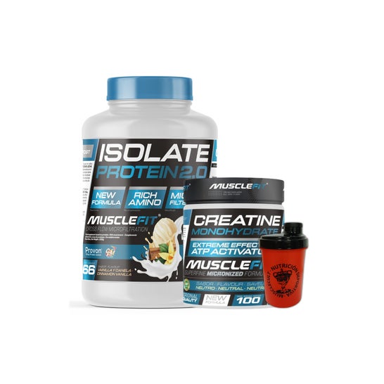 MuscleFit Pack Isolate 2kg Vainilla-Canela + Creatina 300g + Shaker