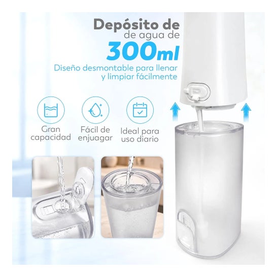 Irrigator do zębów przenośny Aquapik UltraCare Plus 8 końcówek 5 trybów 300 ml (Biały)