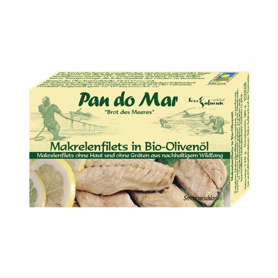 Pan Do Mar Mackerel Fillets Olive Oil Organic Tin 120g