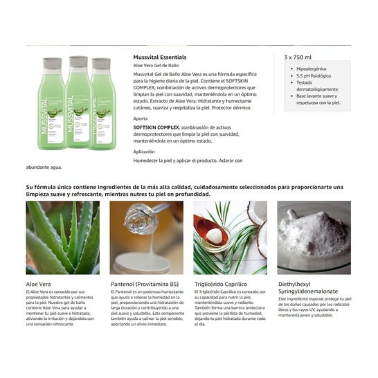 Mussvital Essentials Family Pack Aloe Vera Bath Gel 3x750ml Mussvital Essentials Family Pack Aloe Vera Bath Gel 3x750ml