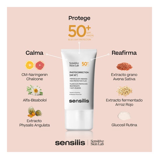 Sensilis Photocorrection [AR 50+] Fluido Reafirmante y Anti-Rojeces SPF50+ 40ml