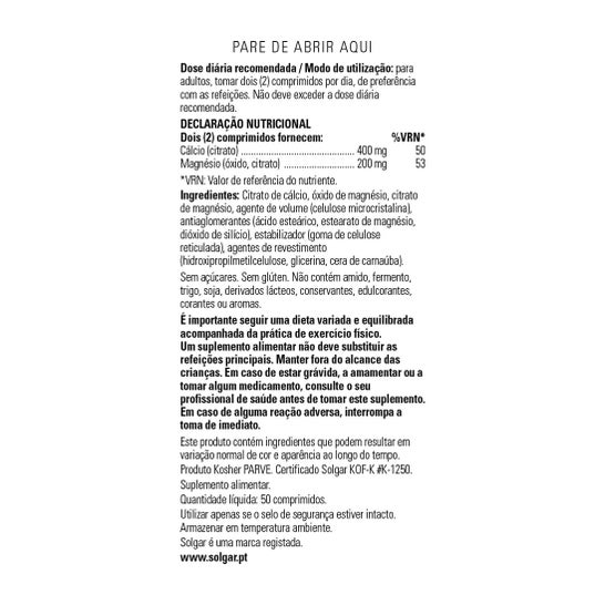 Solgar Calcio y Magnesio Citrato 50 comp