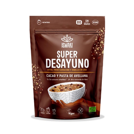 Iswari Super Desayuno Cacao Avellanas Sin Gluten Eco 360g