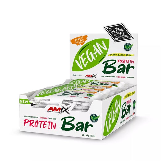 Amix Vegan Protein Bar Crema de Cacahuete 20x45g