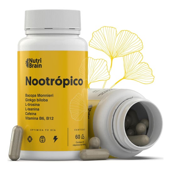 Nootrópico (cafeína, Bacopa Monnieri, Ginko Biloba, L-tirosina nutri-dx,