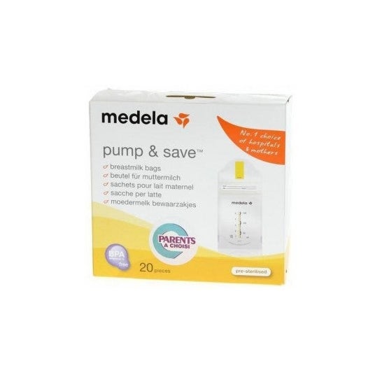 Caja de 20 bolsas para leche materna Medela Pump & Save