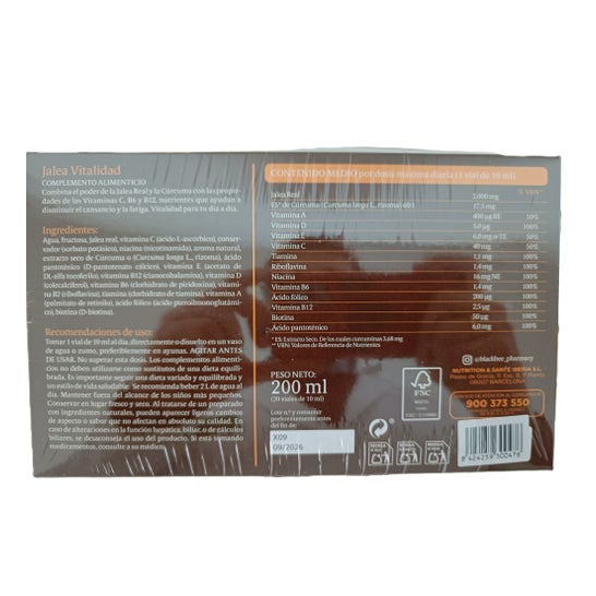 Black bee Pack jalea realvitalidad cúrcuma 2 x 20 ampollas