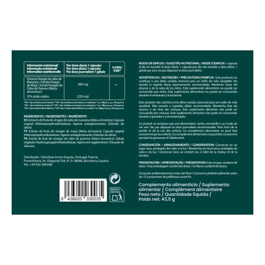 DocMorris Apple Cider Vinegar 600mg 60caps (Expiry date under 6 months)