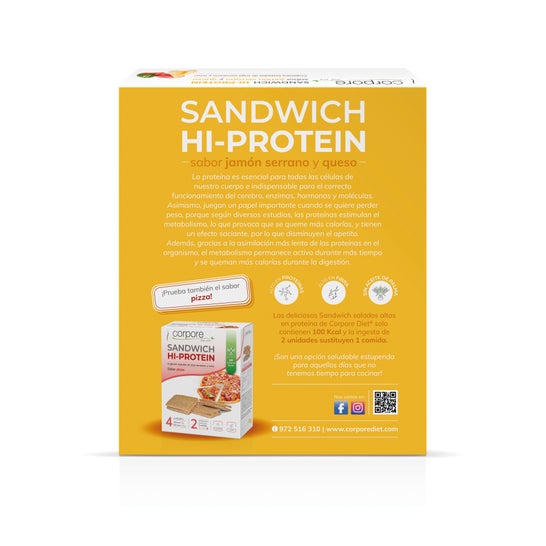 Corpore Diet Sándwich Hi-protein Jamón Queso 4x25g