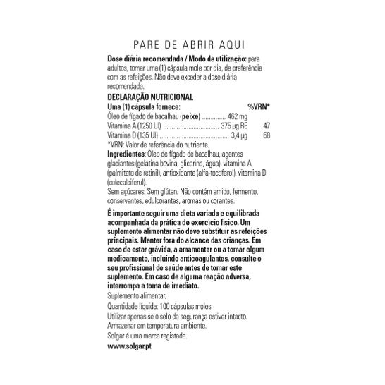 Solgar Aceite de Hígado de Bacalao 100 Perlas