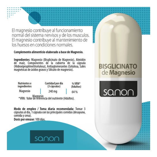 Sanon Bisglicinato de Magnesio 300vcaps