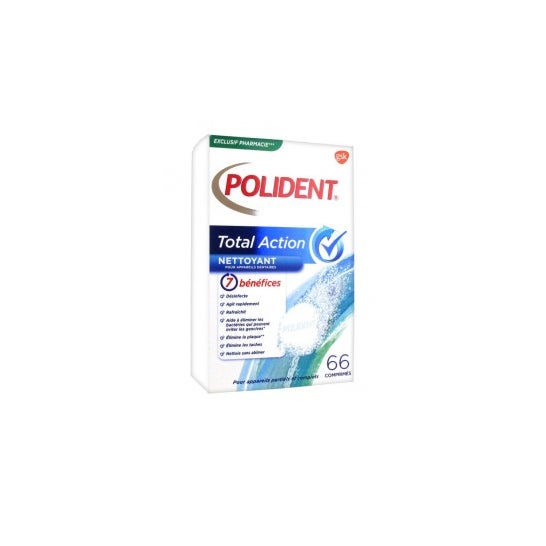 Polident Total Action Limpiador 66 comp