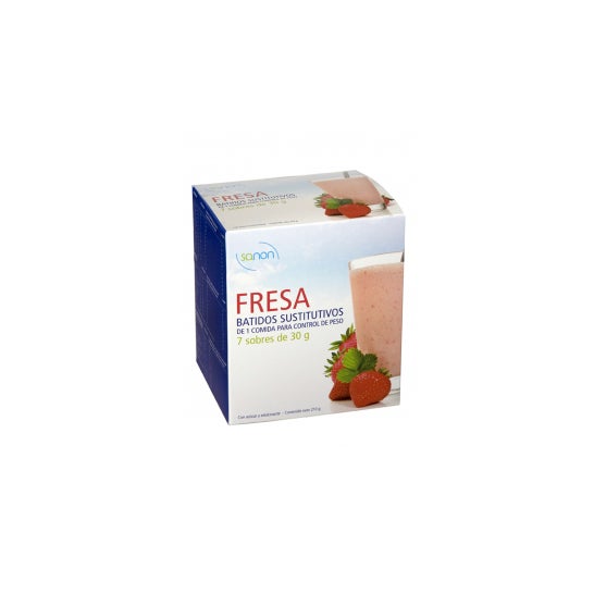 Sanon milkshake vervangende aardbei 7 enveloppen 30g