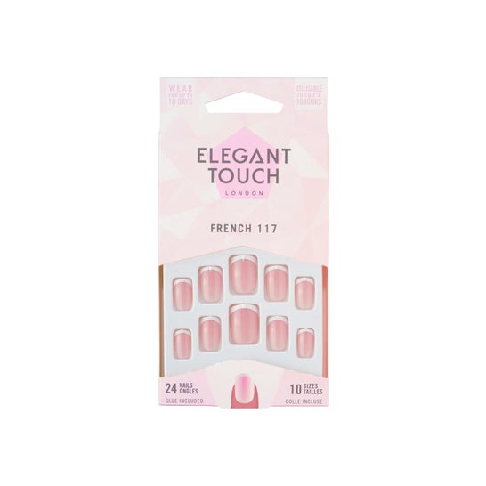 Elegant Touch French False Nails 117 Squoval Pink 24uds