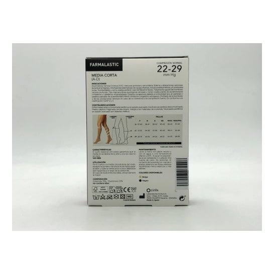 Farmalastic media corta (A-D) compresión normal T-extra grande negro