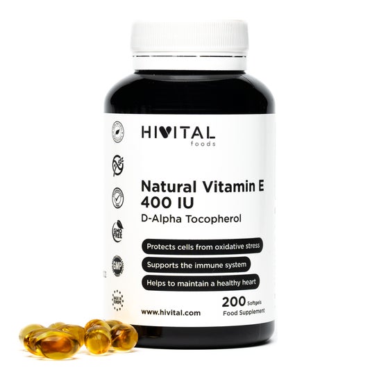 Hivital Foods Vitamina E Natural 400 UI 200 perlas (6 meses)