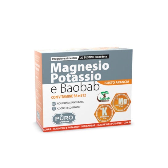 Puro Magnesio Potassio e Baobab Gusto Arancia 20 Bustine