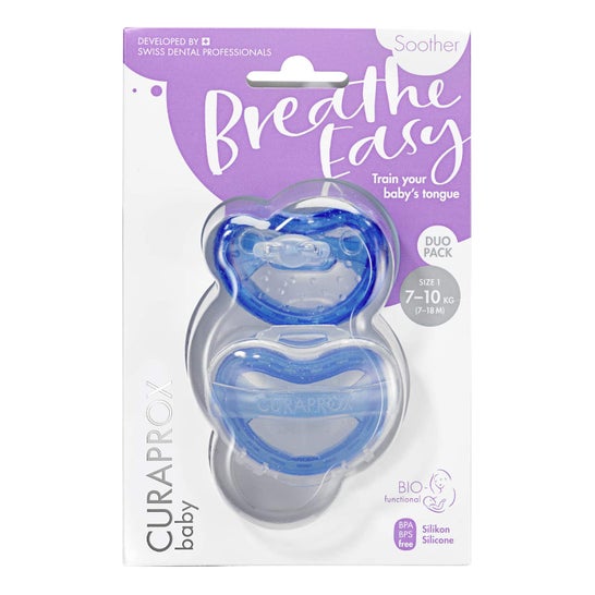 Curaprox Baby Breath Easy Chupete Ciuccio Taglia 2 Blu Duo 2 Unità
