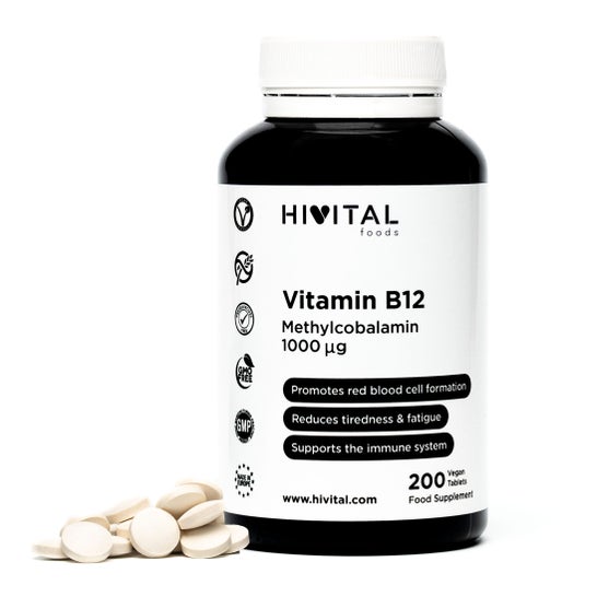 Hivital Foods Vitamina B12 Metilcobalamina 1000 mcg 200 comprimidos (Más de 6 meses)