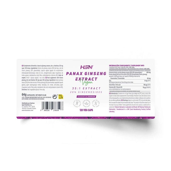 HSN Extracto de Panax Ginseng 35:1 400mg 120vcaps