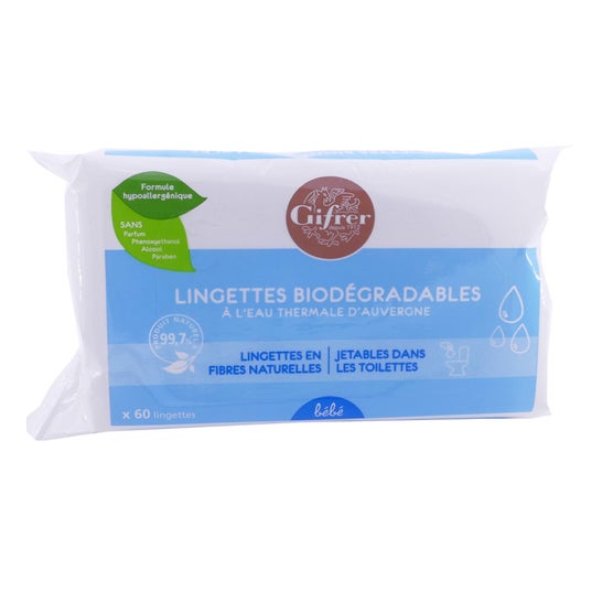 Salviette biodegradabili con Auvergne sacchetto di 60 salviette