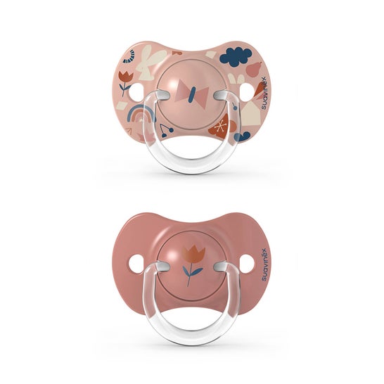 Suavinex Chupetes Simétricos Silicona 6-18M Rosa Bosque 2uds