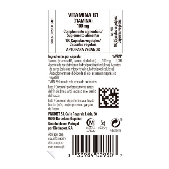 Solgar Vitamina B1 Tiamina 100 mg 100vcaps