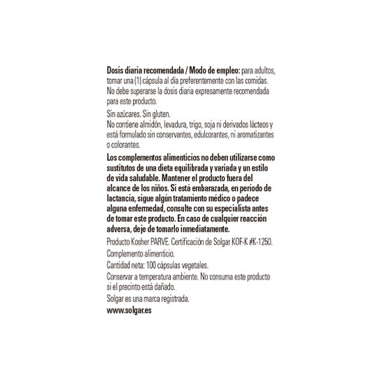 Solgar Vitamina B1 Tiamina 100 mg 100vcaps