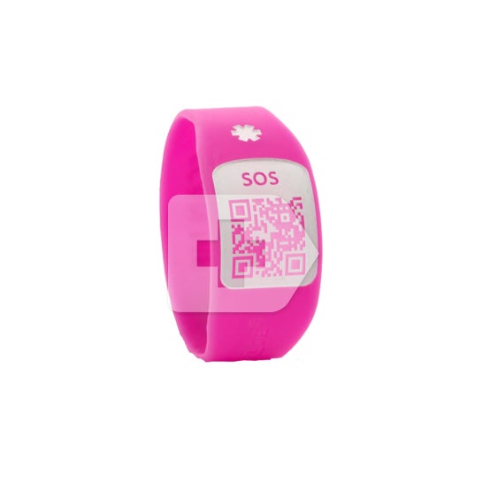 Silincode pulsera SOS QR color rosa T-S 1ud