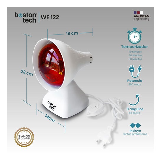Boston Tech Infrarød Lampe Compact WE122 200 W Timer