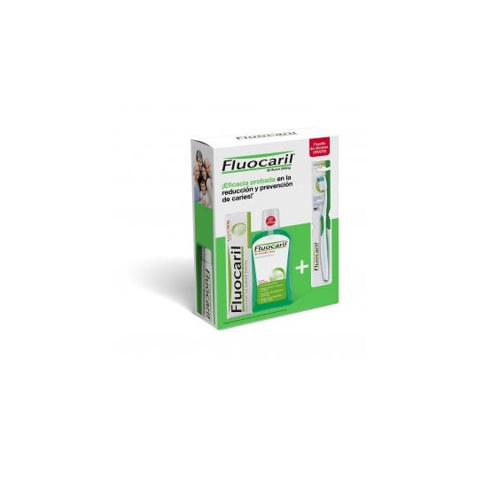 Fluocaril Pack: Zahnpasta + Mundwasser + Zahnbürste