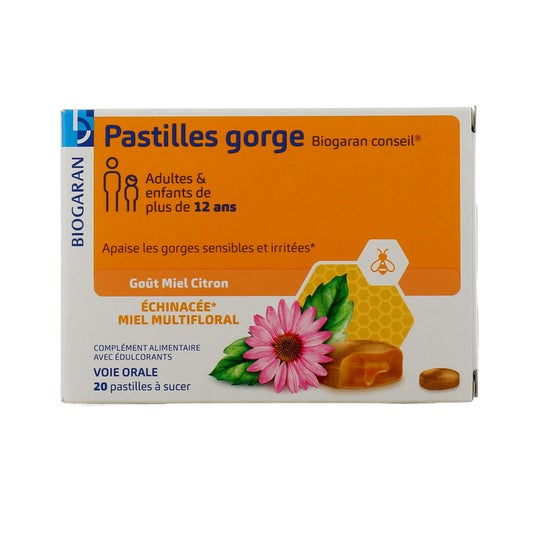 Biogaran Pastillas Garganta Miel Limón 20 Tabletas