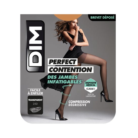 DIM Perfect Contention Panty Compresión Nude Transp 25D TM 1ud