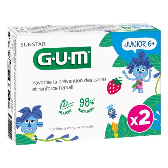 GUM Gel Dentífrico Junior 6+ Fresa 2x50ml