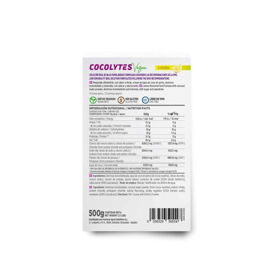 HSN ORS Cocolytes Agua de Coco + Electrolitos en Polvo Limón 500g