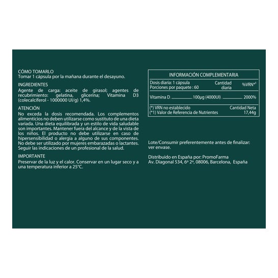 DocMorris Vitamina D3 4000Ui 60Caps