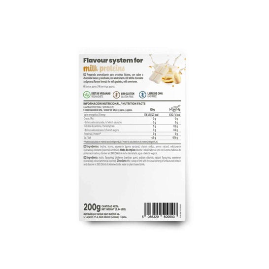 HSN Saborizante en Polvo para Proteínas Lácteas Chocolate Blanco y Cacahuete 200 g