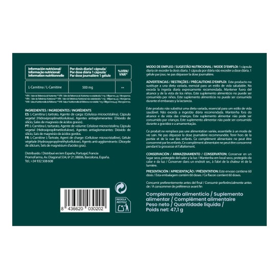 l carnitina la DocMorris L-Carnitina 500mg 60caps (Expiry date under 6 months) Liquid Vitamin Mineral L-carnitine Knife 480 Ml Potency:250 mg fumarate