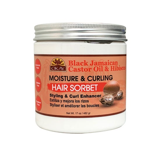 Okay Black Jamiacan Rizinusöl mit Hibiskus Feuchtigkeit Curling Haar Sorbet 482g