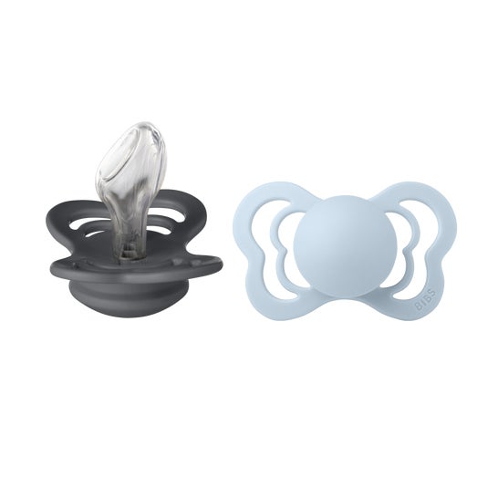 Bibs Supreme Bibs Soothers Size 2 Iron-Baby Blue 2 pieces