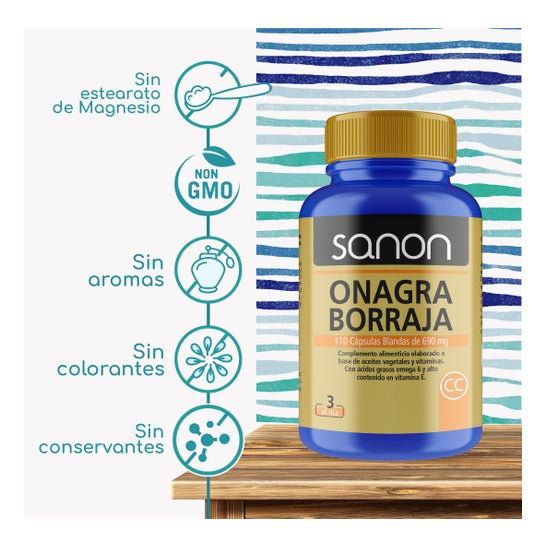 Sanon Aceite de Onagra y Borraja 110 cápsulas blandas